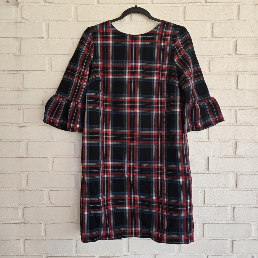 Vineyard Vines black and red Jolly plaid Mini Dress Jet black Flutter Sleeves